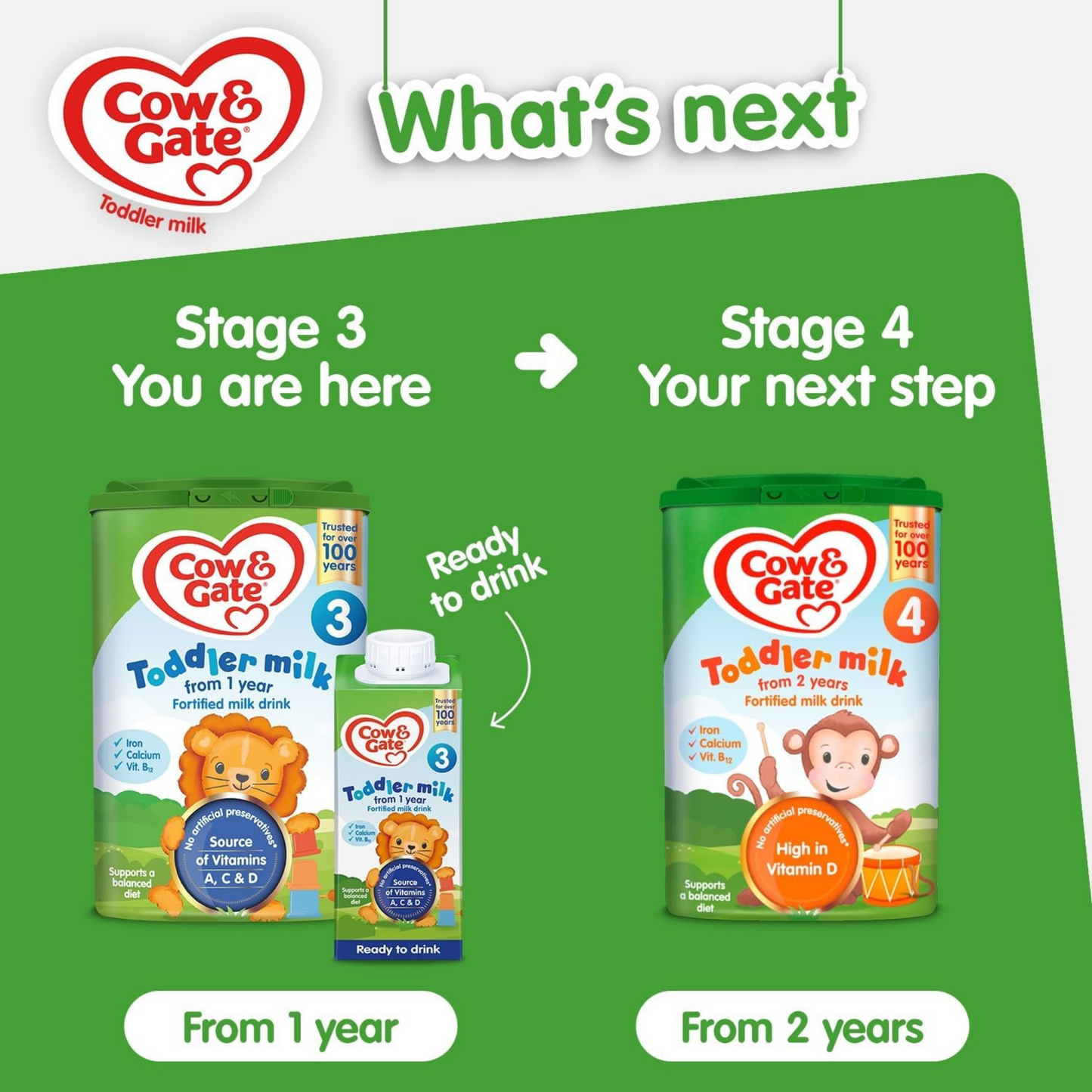 Cow & Gate Stage 3 Baby Toddler Formula is a premium milk powder, suitable for babies from 1+ years. Halal vegetarian certified best imported foreign genuine real authentic UK British English cow quality safe food nutrition dudh healthy feeding food growth cheap price in Dhaka Sylhet Chittagong Noakhali Bangladesh