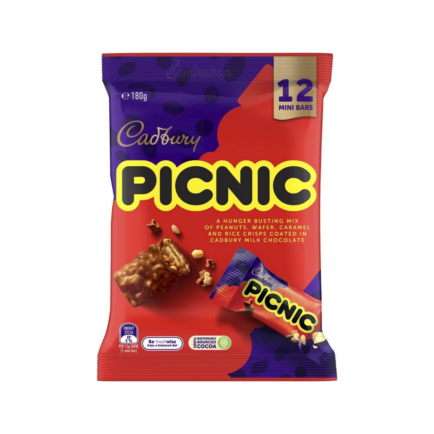 Cadbury Picnic Chocolate Sharepack Bars delicious social occasions import foreign sweet AU baby Choco candy snack kid Birthday Gift Valentines Cheap price in bd
