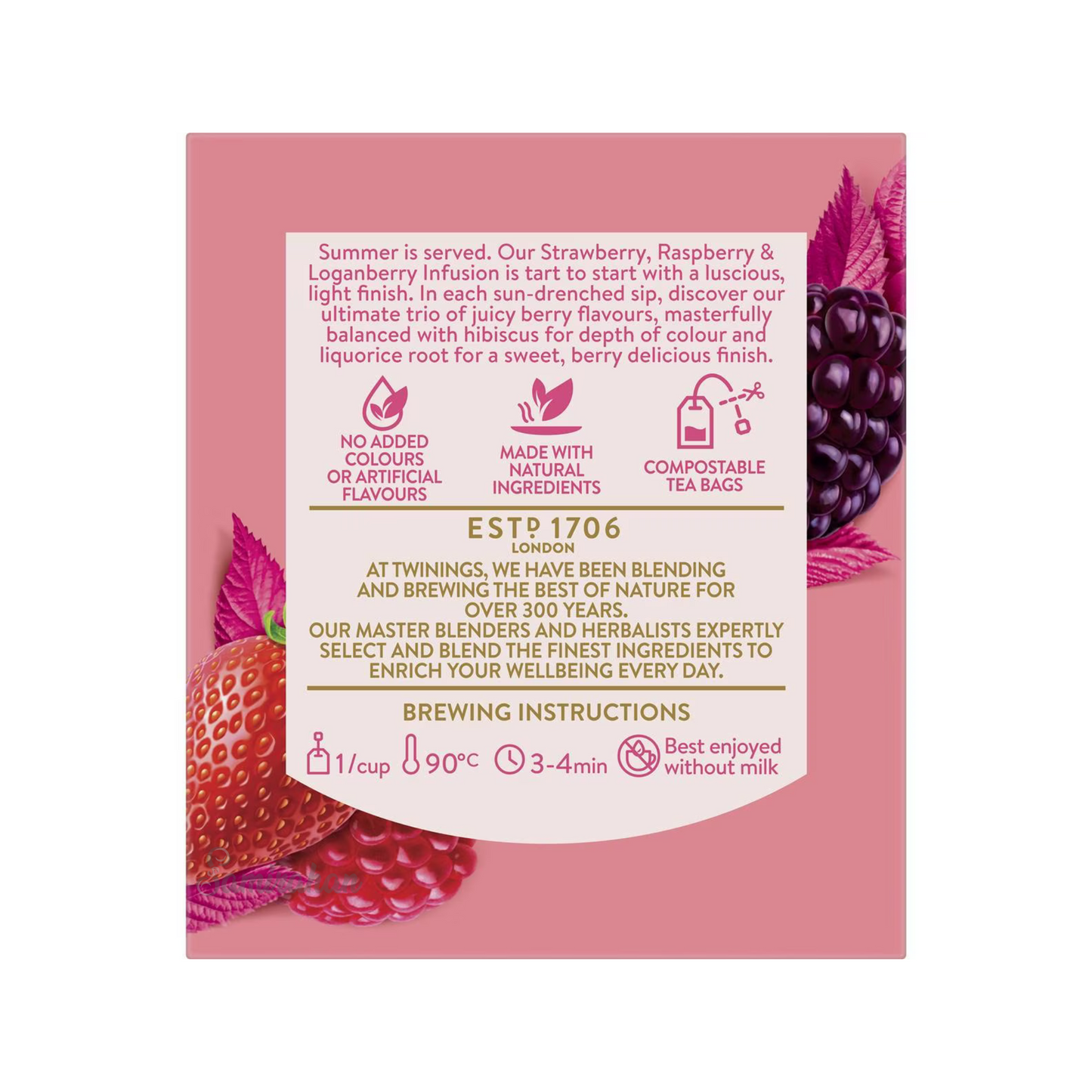 Twinings Strawberry, Raspberry & Loganberry Tea natural caffeine free focus calm blend organic Root Best import Australia UK instant strong cheap price in bd