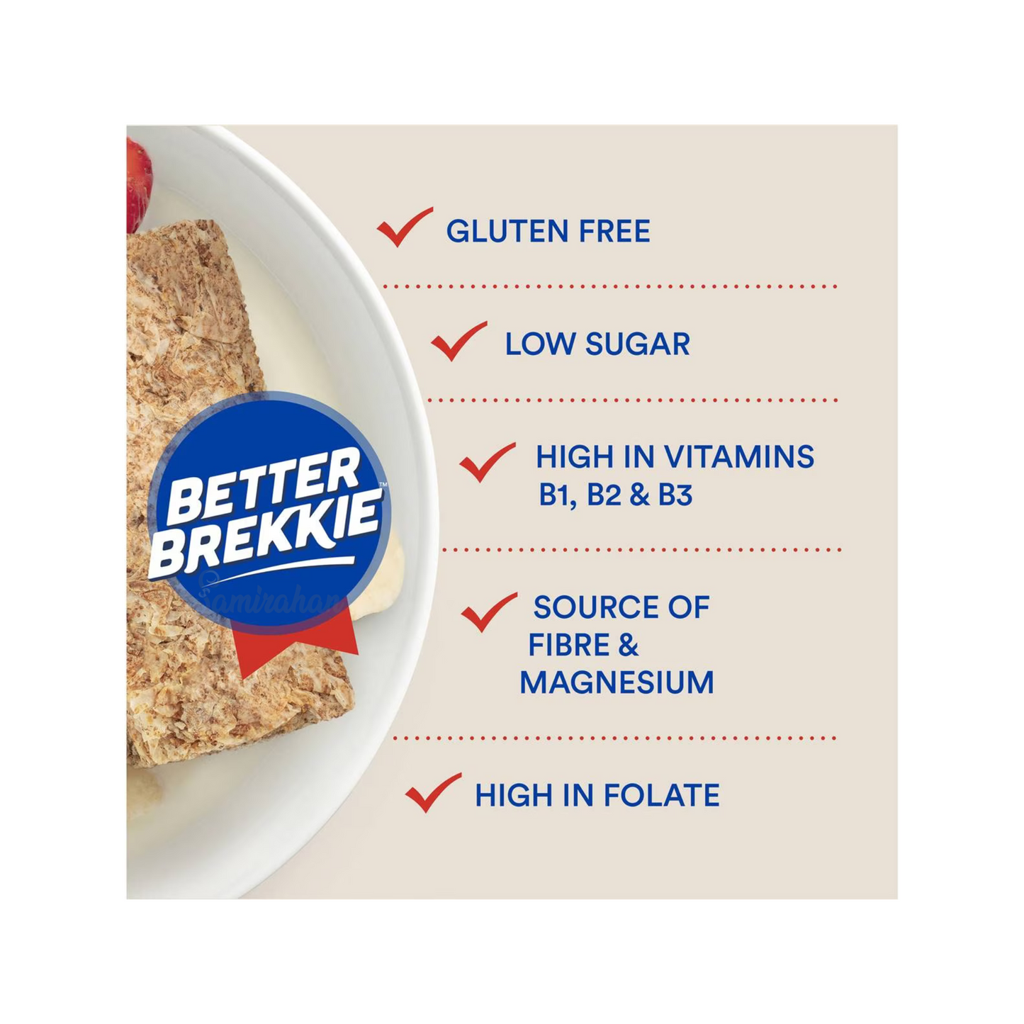 Weet-Bix gluten free version is made from Australian sorghum grains, a naturally gluten free ancient grain. It’s made from 96% wholegrains. Halal suitable. Best genuine foreign imported Australian Aussie cereal Low Sugar High Folate Sorghum Vitamins B1 B2 B3 food healthy nutrition corn flakes price in Dhaka Bangladesh