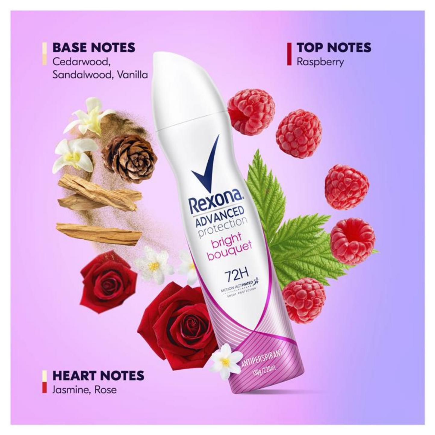 Rexona for Women Antiperspirant Advanced Bright Bouquet Energy sweat odor dry daily 48 hours white marks Best safe authentic import Australia low price in bd