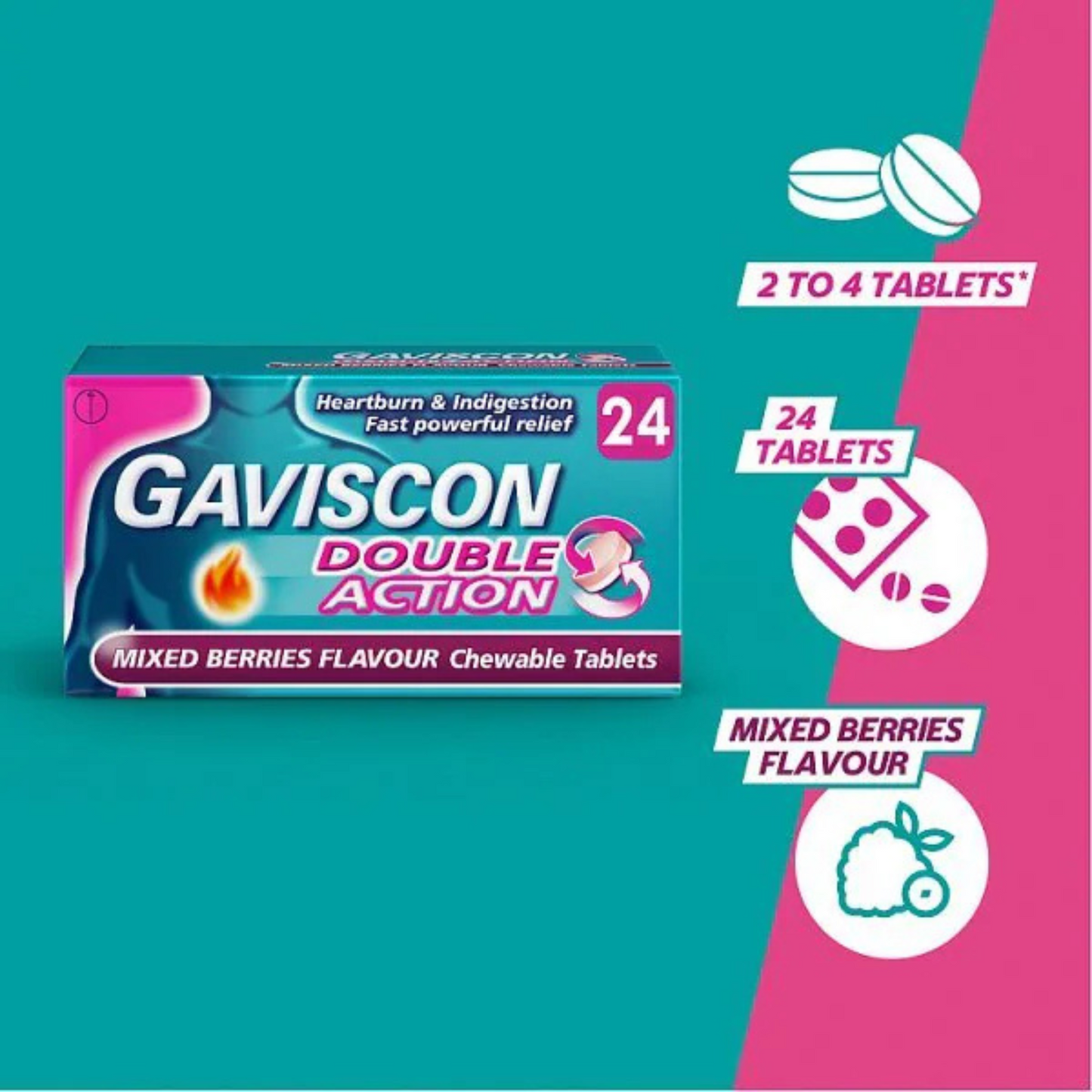 Gaviscon Dual Action Relief Mixed Berry dual-acting formula heartburn indigestion Tablet gastric Best import health Australia genuine medicine cheap price in bd