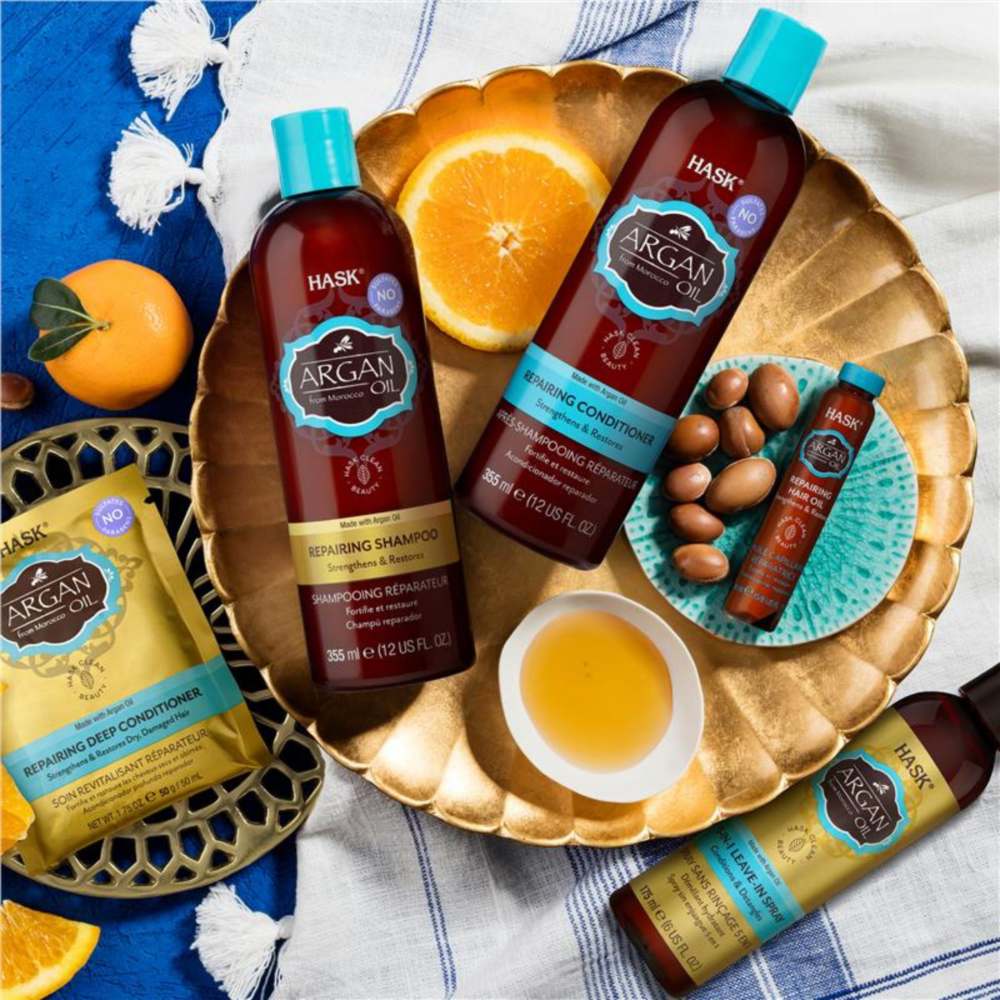 This Hask Argan Oil Repairing Deep Conditioning Treatment is ideal for dry, damaged, and over-processed hair. Best imported genuine authentic original dry soft premium organic quality health beauty skincare dietary anti ageing incredibly Softens renews Clean restores shiny silky Protein price in bd Dhaka Bangladesh