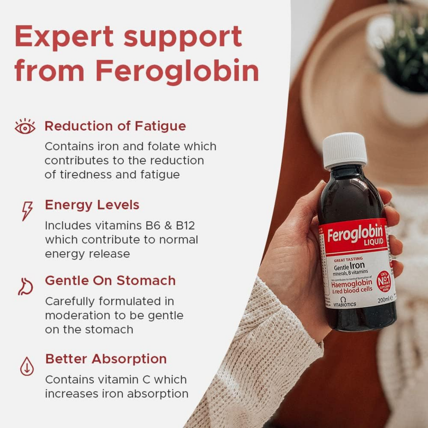 Vitaboitics Feroglobin Iron Nutrient Liquid comprehensive supplement haemoglobin red blood cells import Best UK health tiredness fatigue vitamin low price in bd