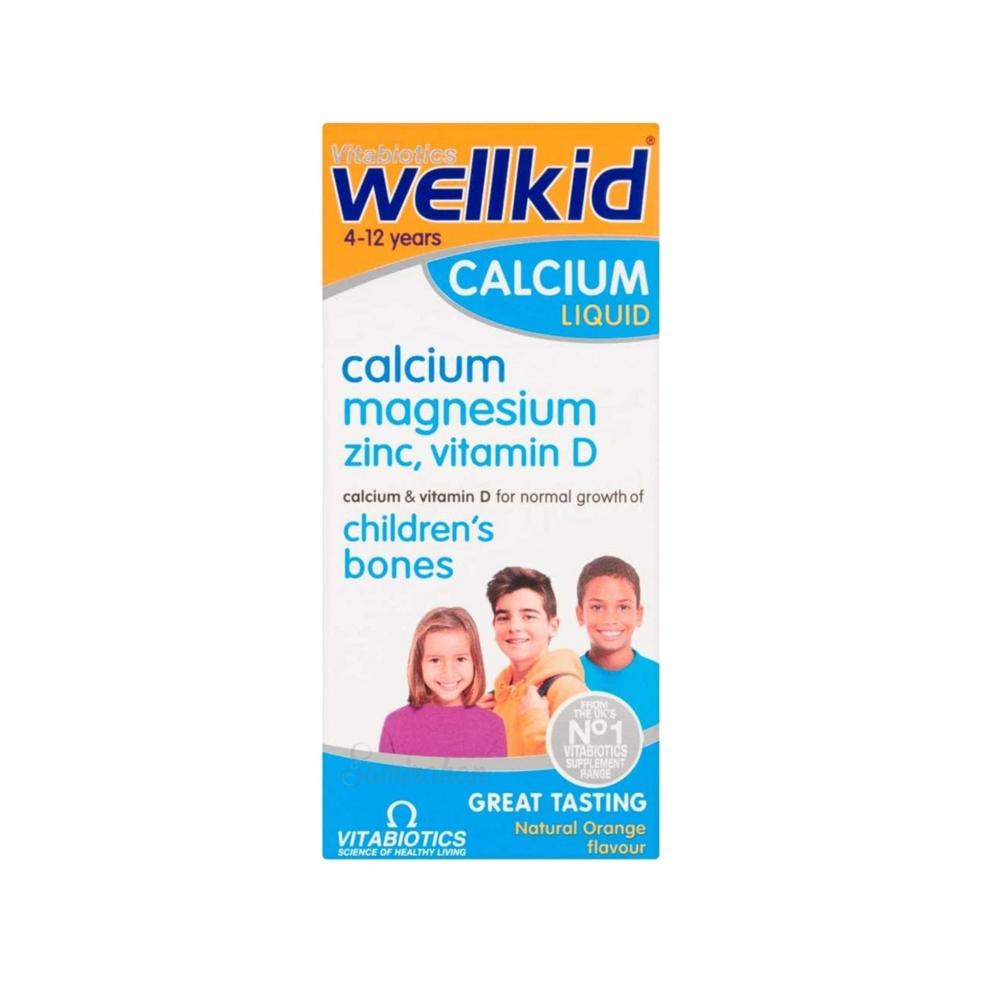 Vitabiotics Wellkid Calcium Liquid Growth Children Bones 4-12 years imported Best UK healthcare Zinc vitamin D Food supplement Nutrition doctor low price in bd