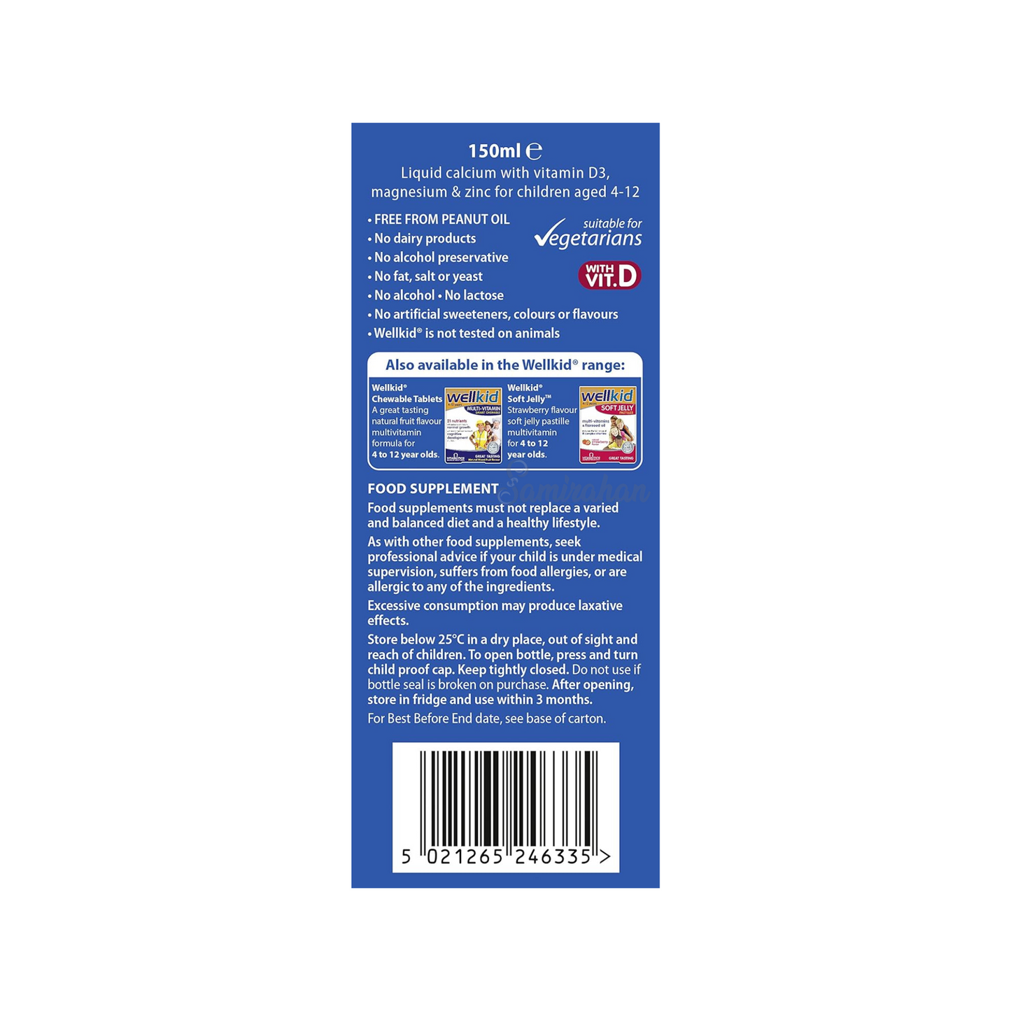 Vitabiotics Wellkid Calcium Liquid Growth Children Bones 4-12 years imported Best UK healthcare Zinc vitamin D Food supplement Nutrition doctor low price in bd