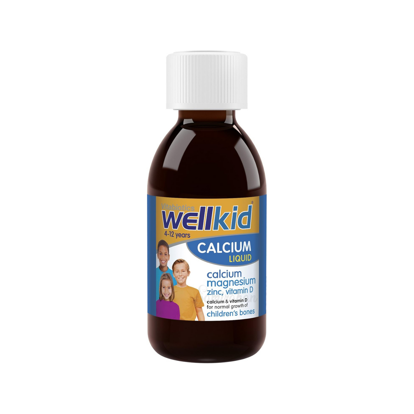 Vitabiotics Wellkid Calcium Liquid Growth Children Bones 4-12 years imported Best UK healthcare Zinc vitamin D Food supplement Nutrition doctor low price in bd