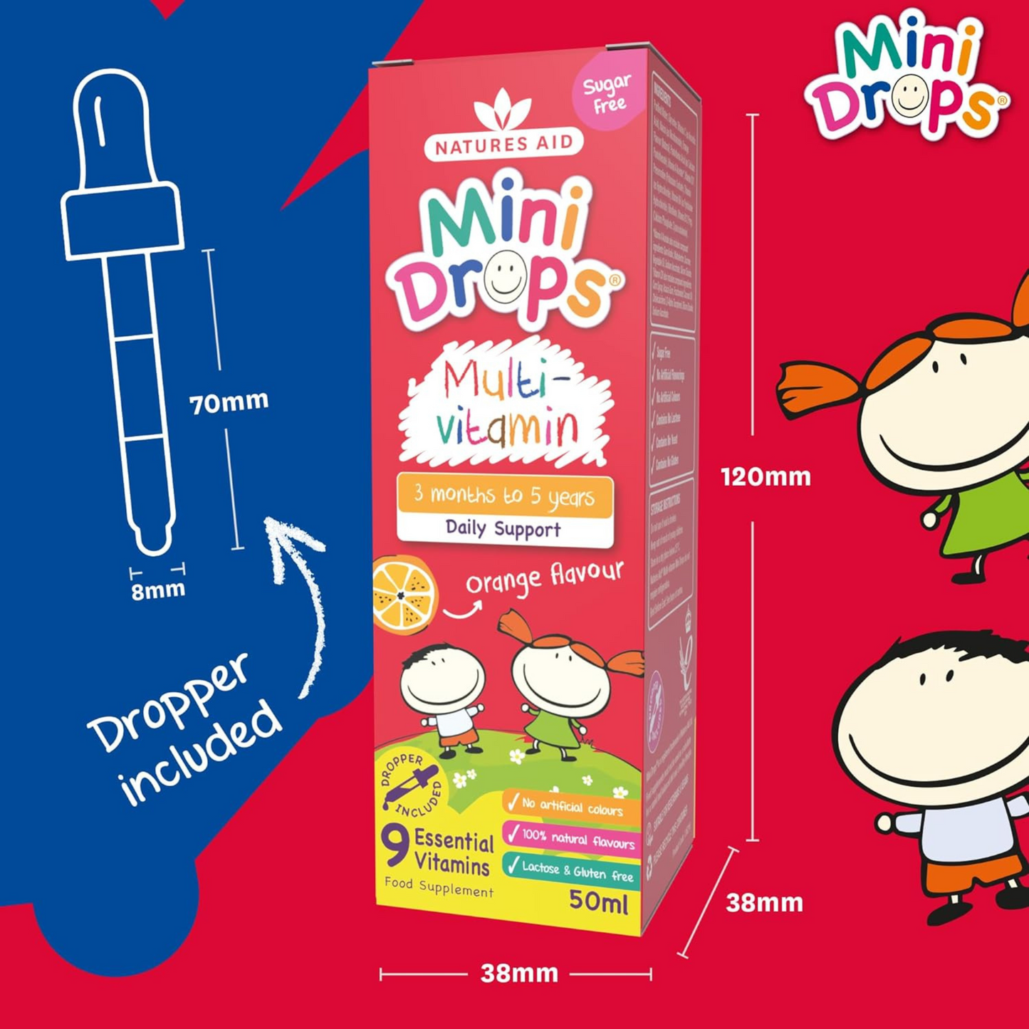 Natures Aid Mini Drops Multi vitamin nutritional children supporting growth Best Kids imported genuine UK premium health dietary baby supplement low price in bd