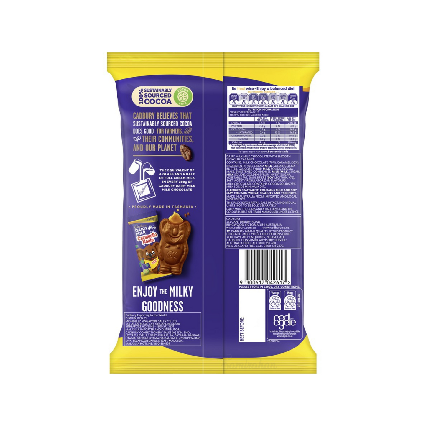 Cadbury Dairy Milk Caramello Koala Chocolate Bars social occasions import foreign sweet AU baby Choco candy snack kid Birthday Gift Valentines Cheap price in bd