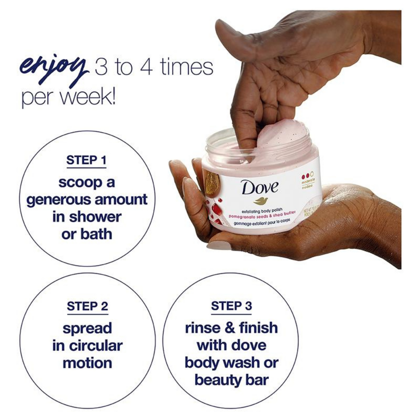 Dove Pomegranate Seeds Shea Butter Exfoliating Body Polish Cream gentle imported foreign original quality real skincare beauty luxury premium AU low price bd