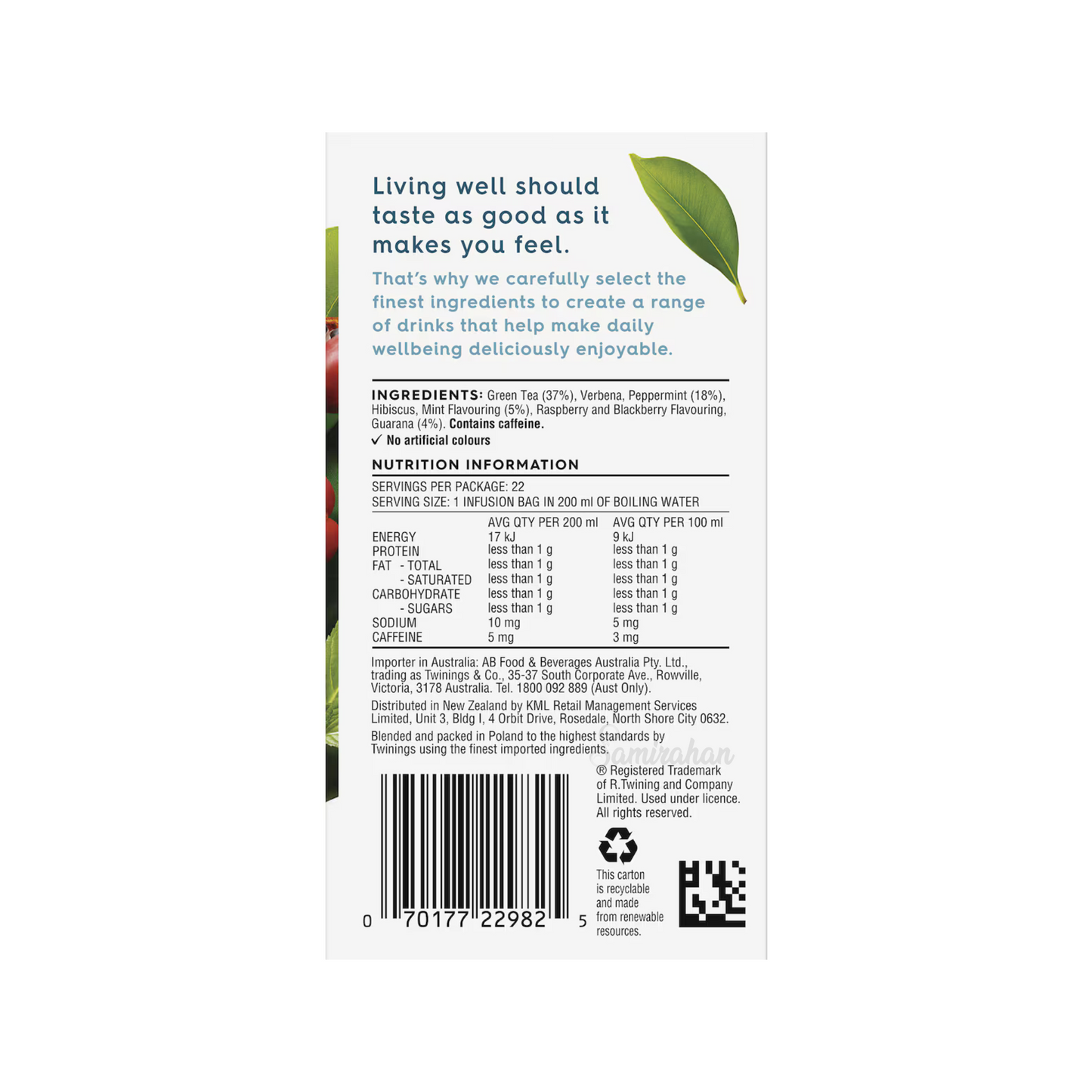 Twinings Live Well Focus Peppermint Tea natural caffeine free focus calm blend organic Root Best authentic import Australia UK instant strong cheap price in bd