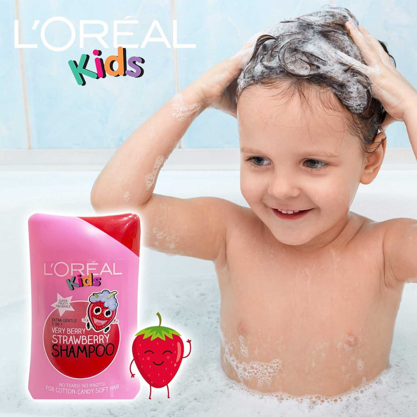 L'Oréal Kids Extra Gentle 2 in 1 Strawberry Shampoo Body Wash Vitamin sensitive skin soft smooth Best foreign children bath genuine UK import price in BD Dhaka