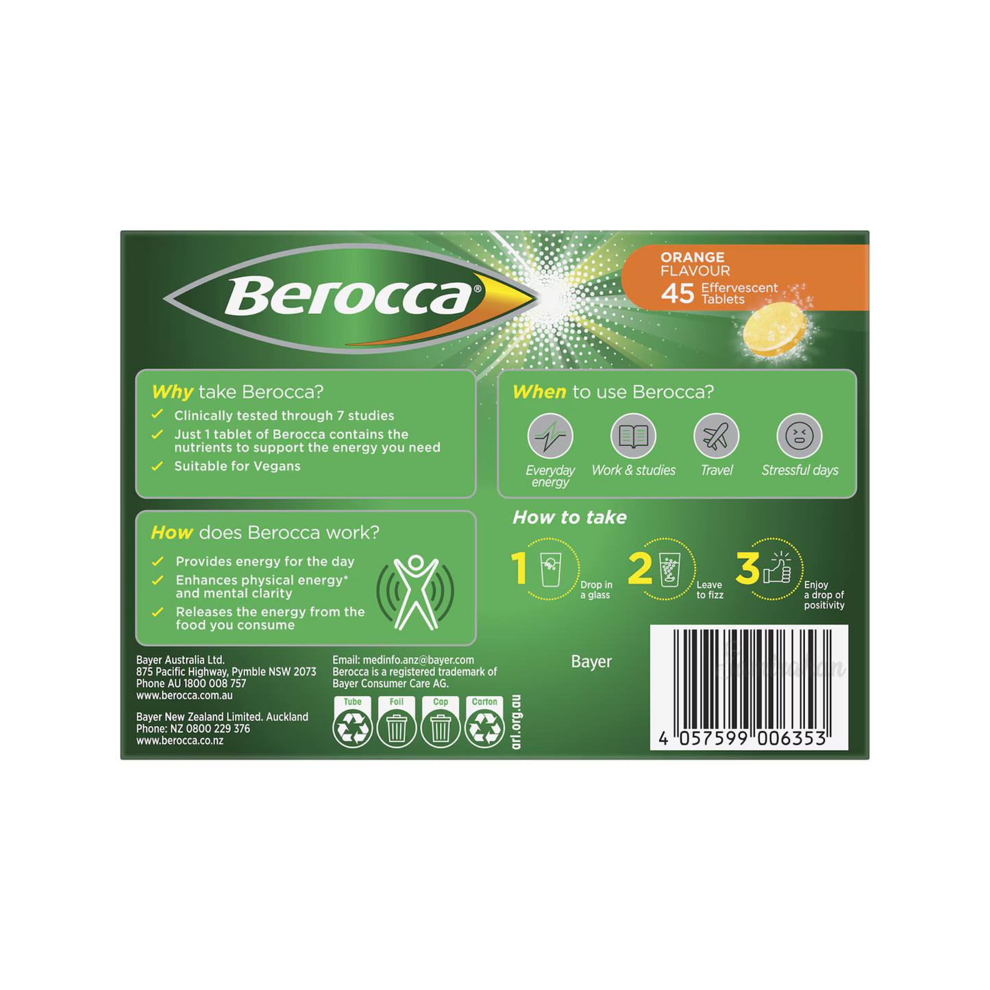Berocca Energy Vitamin B C Effervescent Multivitamin Drink health Orange support physical immunity mental Best import Australia hydration sports low price in bd