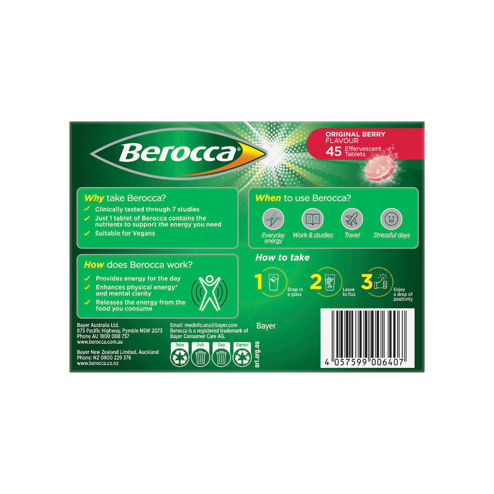 Berocca Energy Vitamin B C Effervescent Multivitamin Drink Berry immunity mental strength Best genuine premium quality absorption calcium import low price in BD