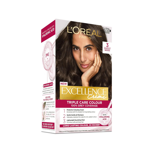 LOréal Paris Excellence Creme Hair Dye 100% Grey Dark Brown godrej multi care cosmatic look beauty import makeup brand premium uk Australia cheap price in bd