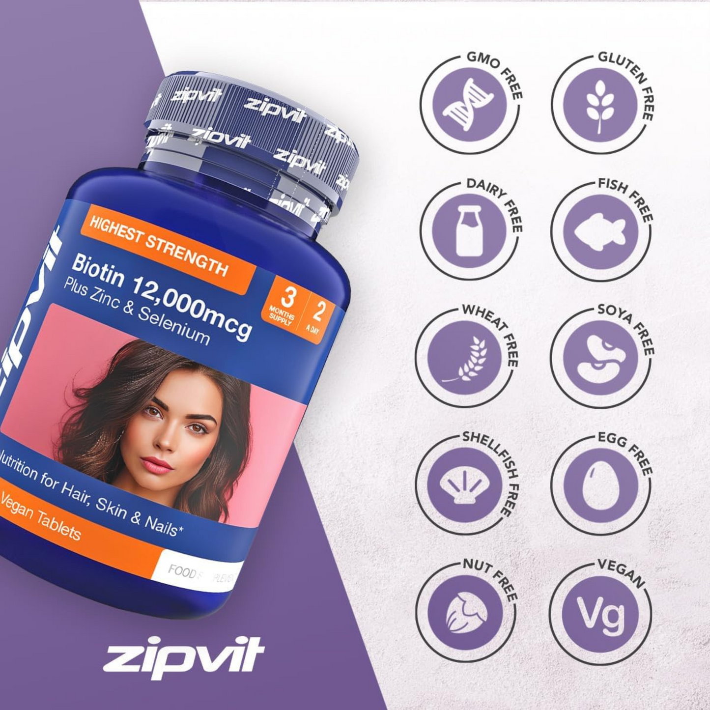 Zipvit Biotin Hair skincare Supplement strength Biotin normal hair Best imported genuine shine UK British premium health beauty vitamin dietary low price in bd
