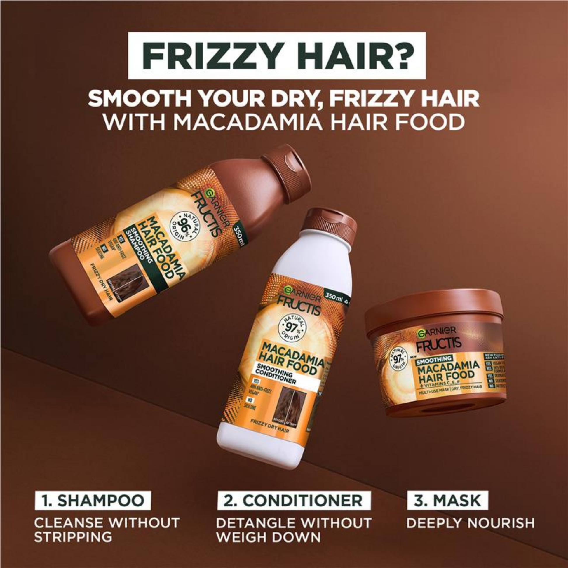 Garnier Fructis Food Smooth Macadamia Multi Use Mask For Dry Unruly shine healthy treat black Best foreign Australia care import premium hair fall low price bd