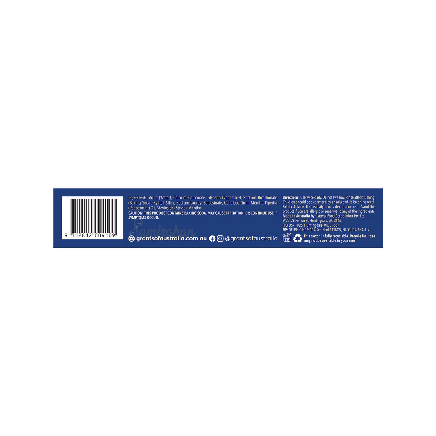white bright smile Grants Of Australia Whitening Toothpaste. soothes sensitive gums mouth strong teeth Mint medicine care germ free dental premium low price bd
