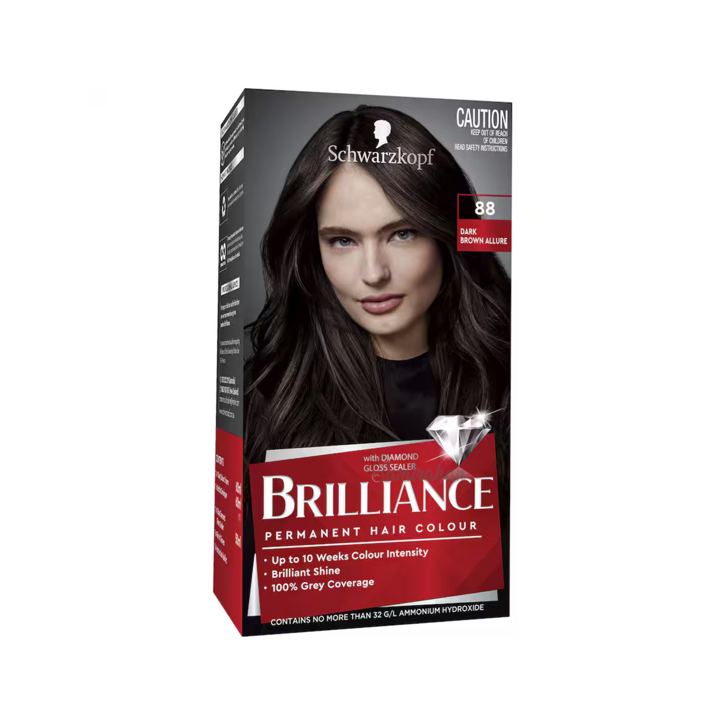 Schwarzkopf Brilliance Permanent Hair Colour offers fashion shades with brilliant shine and up to 10 weeks intensity. The high-performance hair colour formula provides perfect grey coverage and irresistible colour. The Diamond Gloss Sealer post-colour treatment contains Keratin and Apricot Kernel Oil for healthy-looking, stronger hair. It locks in the colour pigments and helps your colour stay more vibrant for longer. Thanks to the expertise of Schwarzkopf Brilliance, get bold, gorgeous colour at home. Key