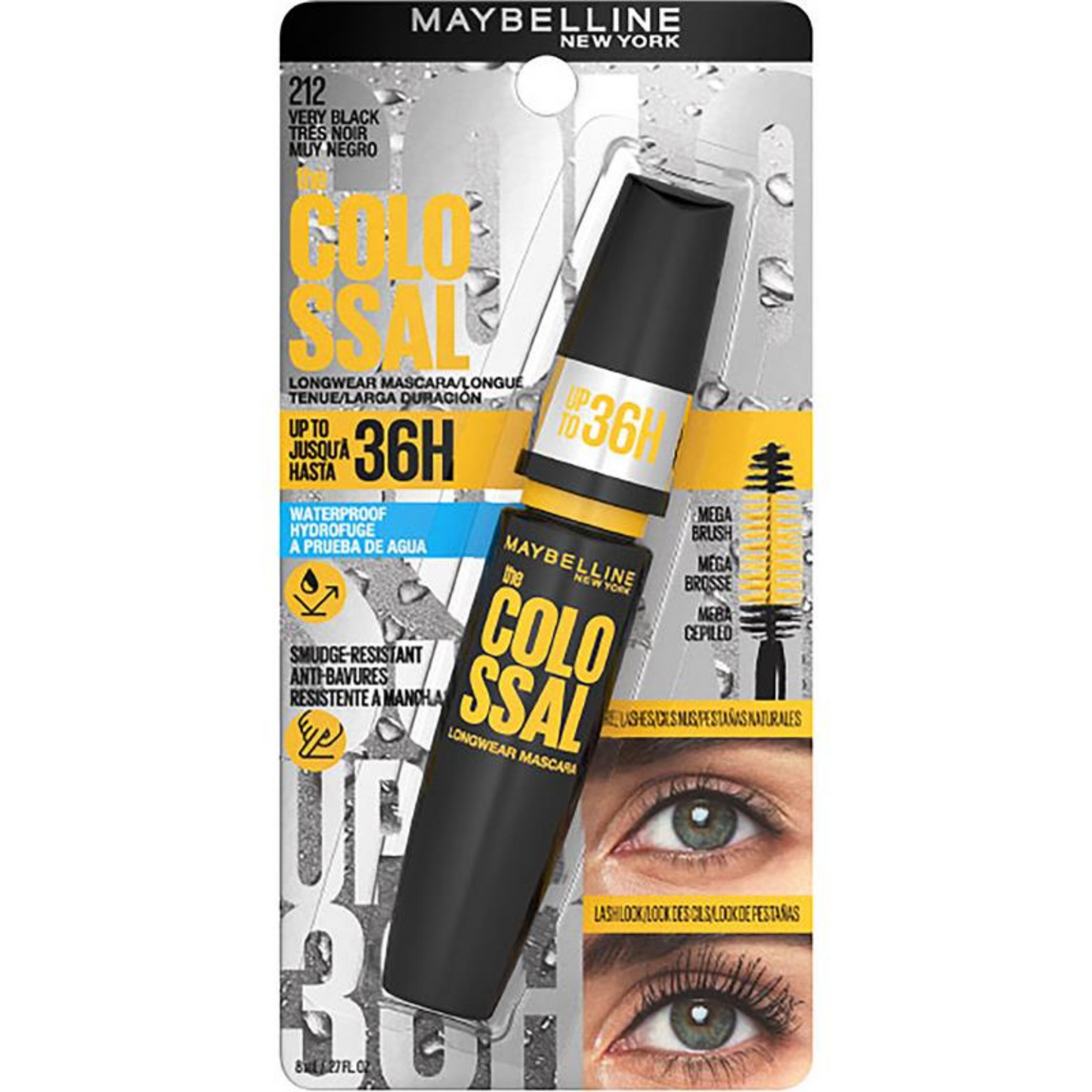 Maybelline Colossal Longwear Mascara 36hr Very Black Waterproof brush eye Everyday Best genuine beauty look Import foreign cosmetic makeup premium low price BD
