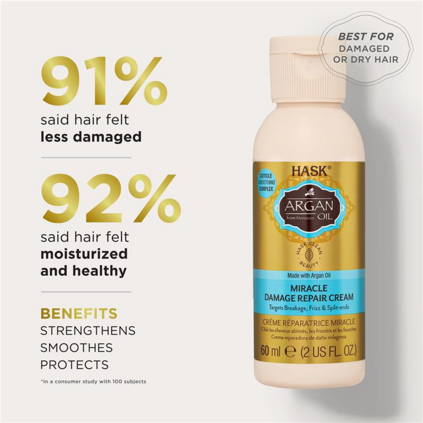 Hask Argan Oil Miracle Split End Damage Repair Cream Best import dry soft organic beauty skincare anti Softens Clean restore silky Protein Moroccan low price bd