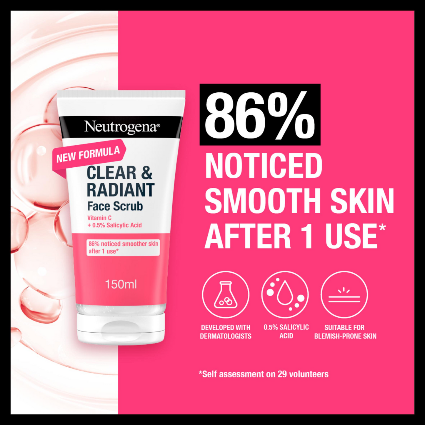 Neutrogena Clear & Radiant Face Scrub With Vitamin C clean glow natural Best dry bright protect import UK authentic genuine skin care soft body low price in BD