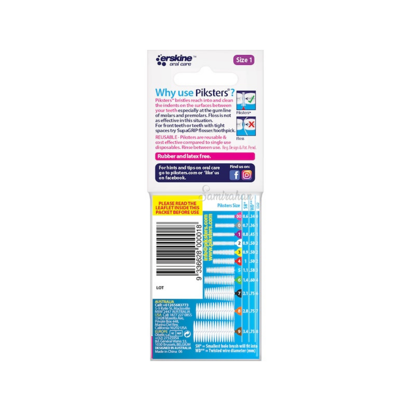 Piksters Reusable Interdental Brushes For Oral Hygiene Size 1 (Australia) 10 pack