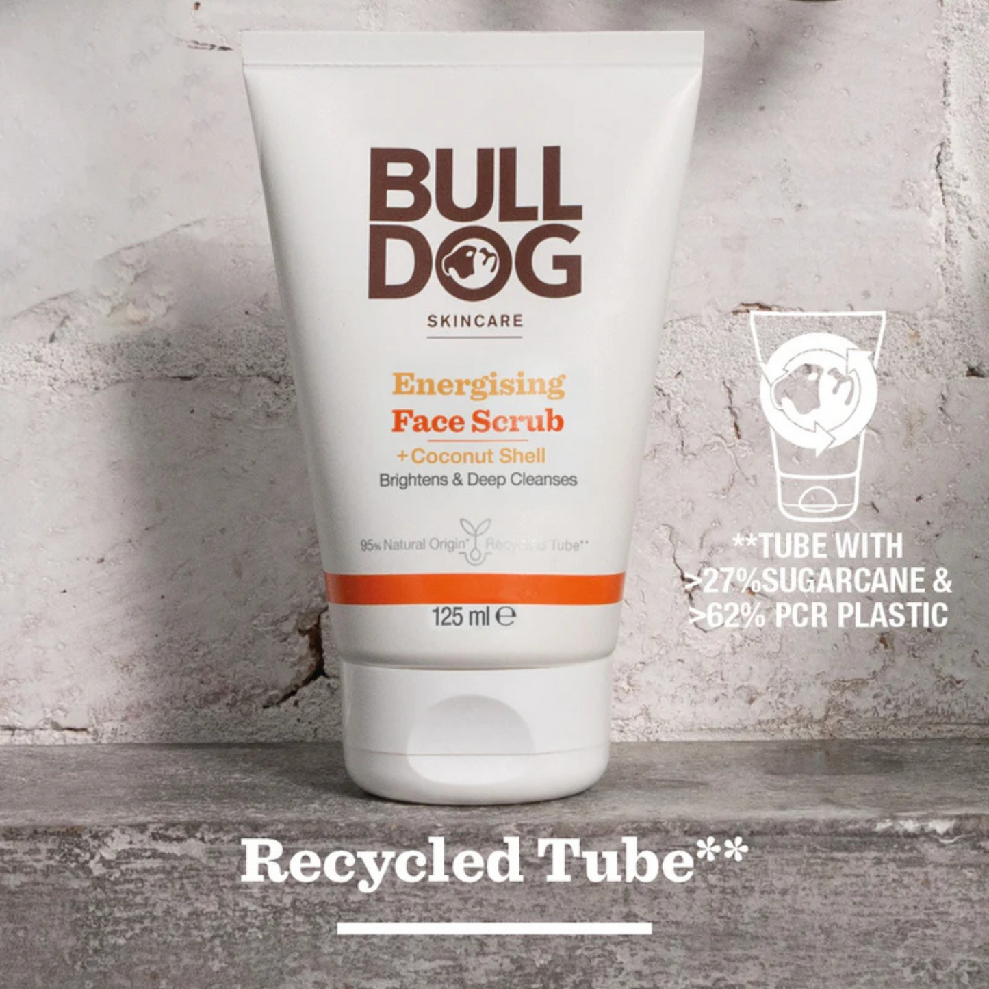 BullDog Skincare Energising Face Scrub Coconut Shell Men Remove Bright Daily dry dark spot clean Sensitive smooth mattifie Glow soft Best import UK low price bd