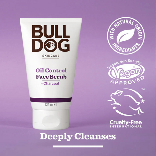 BullDog Skincare Oil Control Face Scrub Charcoal Men Remove Bright Daily dry dark spot clean Sensitive smooth mattifies Glow soft Best import UK low price in bd