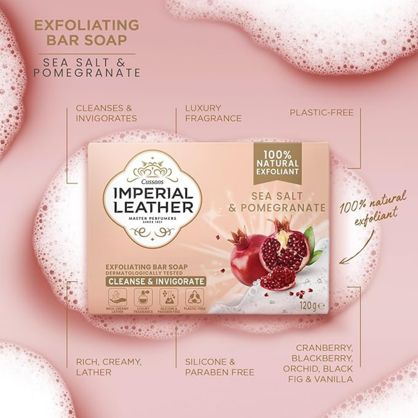 Cussons Imperial Leather Sea Salt Pomegranate Soap scent skin Best import authentic Australia premium brand bathing soft natural beauty moisturize low price BD