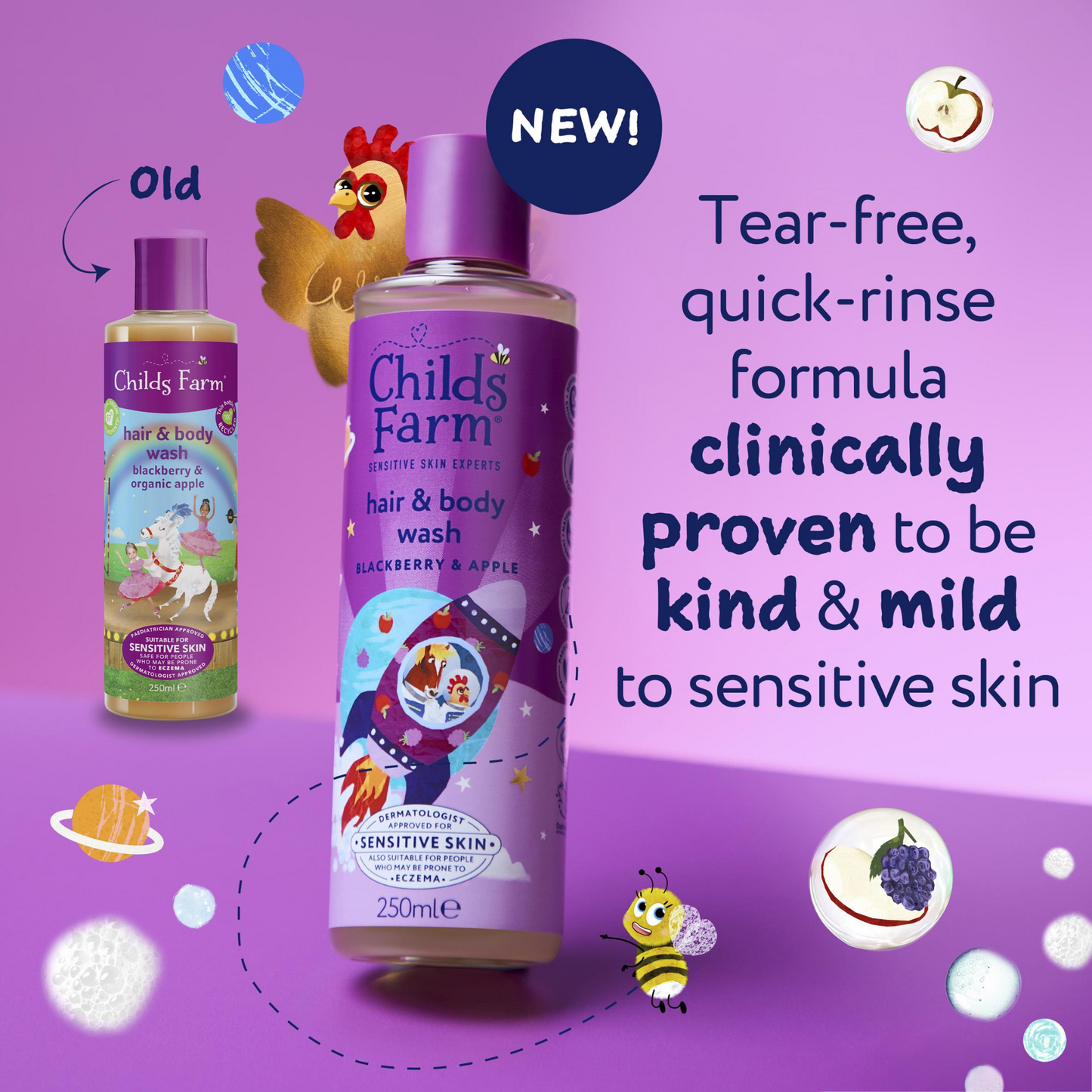 Childs Farm Blackberry Apple Hair Body Wash Kid Baby Sensitive clean revive skin care child soap import Australia genuine authentic premium beauty low price bd