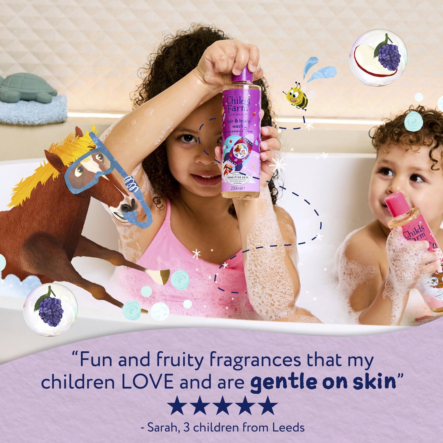 Childs Farm Blackberry Apple Hair Body Wash Kid Baby Sensitive clean revive skin care child soap import Australia genuine authentic premium beauty low price bd