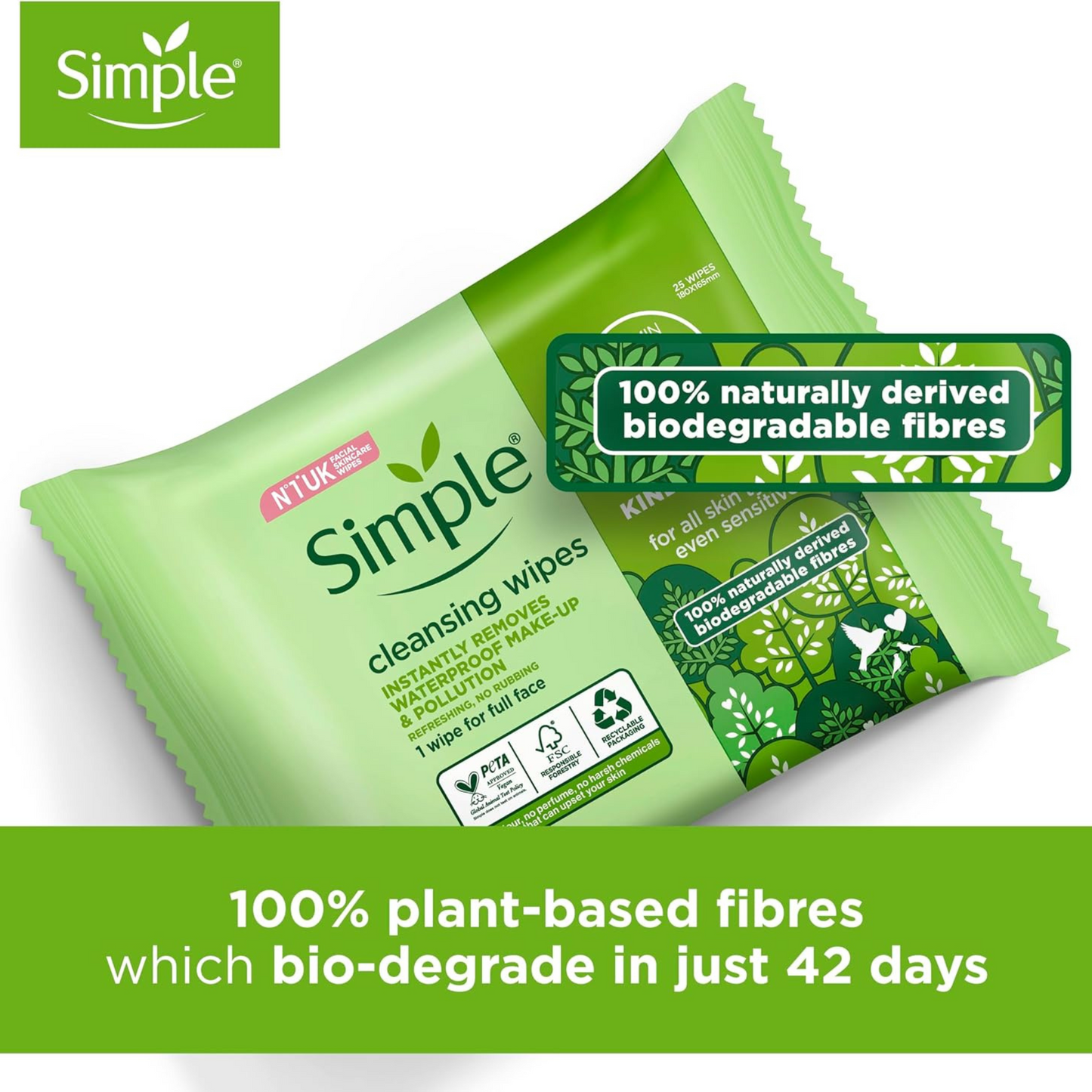 Simple Kind to Skin Cleansing Wipes make up waterproof mascara skin clean hydrated Vitamin B5 E Unscented Alcohol harsh chemical Best low price in Dhaka BD