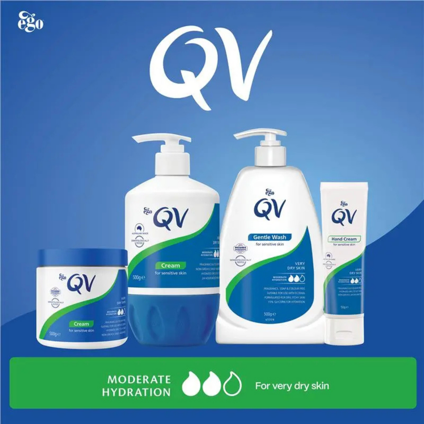 QV Gentle Wash Soap-Free Cleanser for Dry & Sensitive Skin (Australia) 350mL