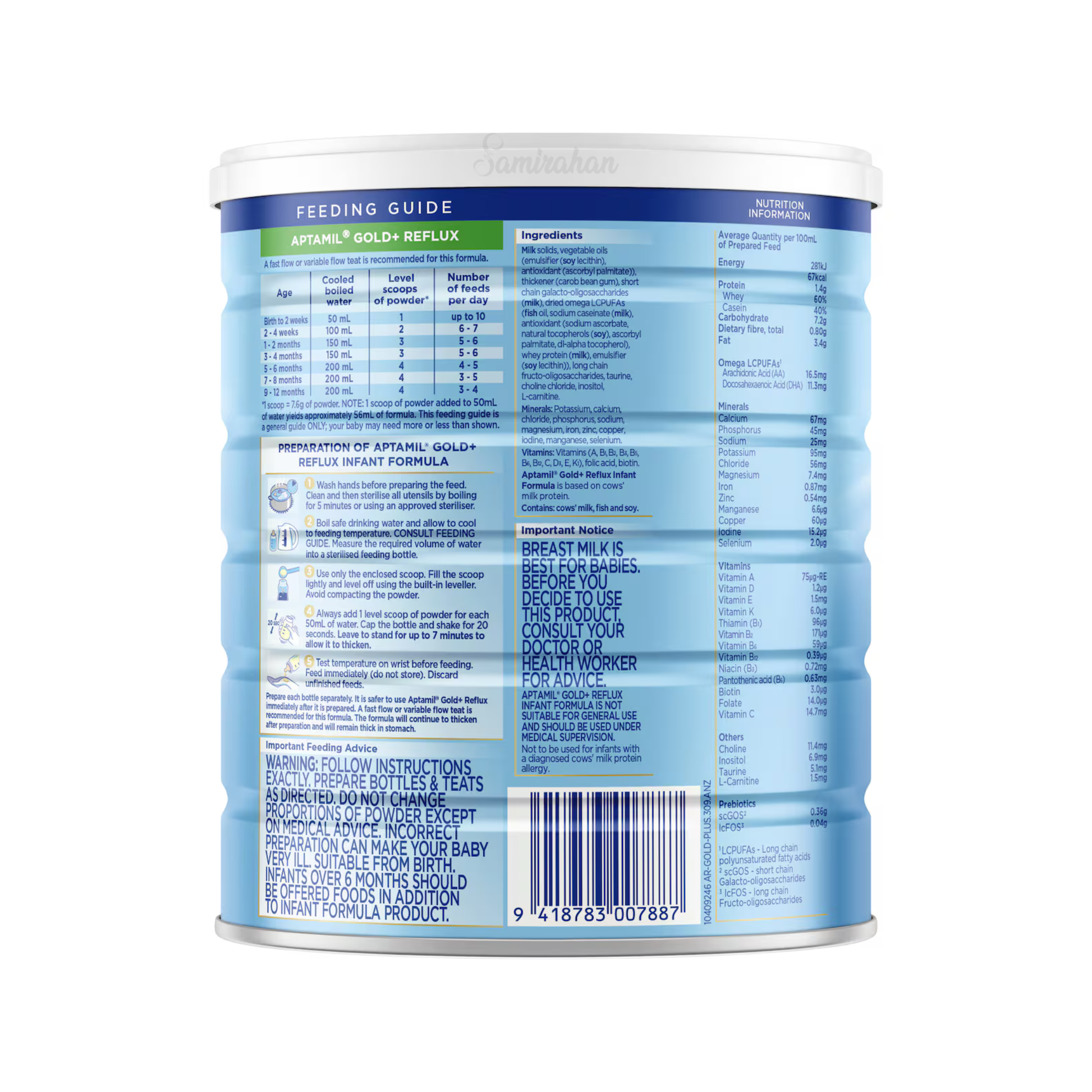 Aptamil Gold+ Reflux authentic nutritionally premium baby milk formula infants healthy feeding food natural cow breast organic Best Import AU low price in bd