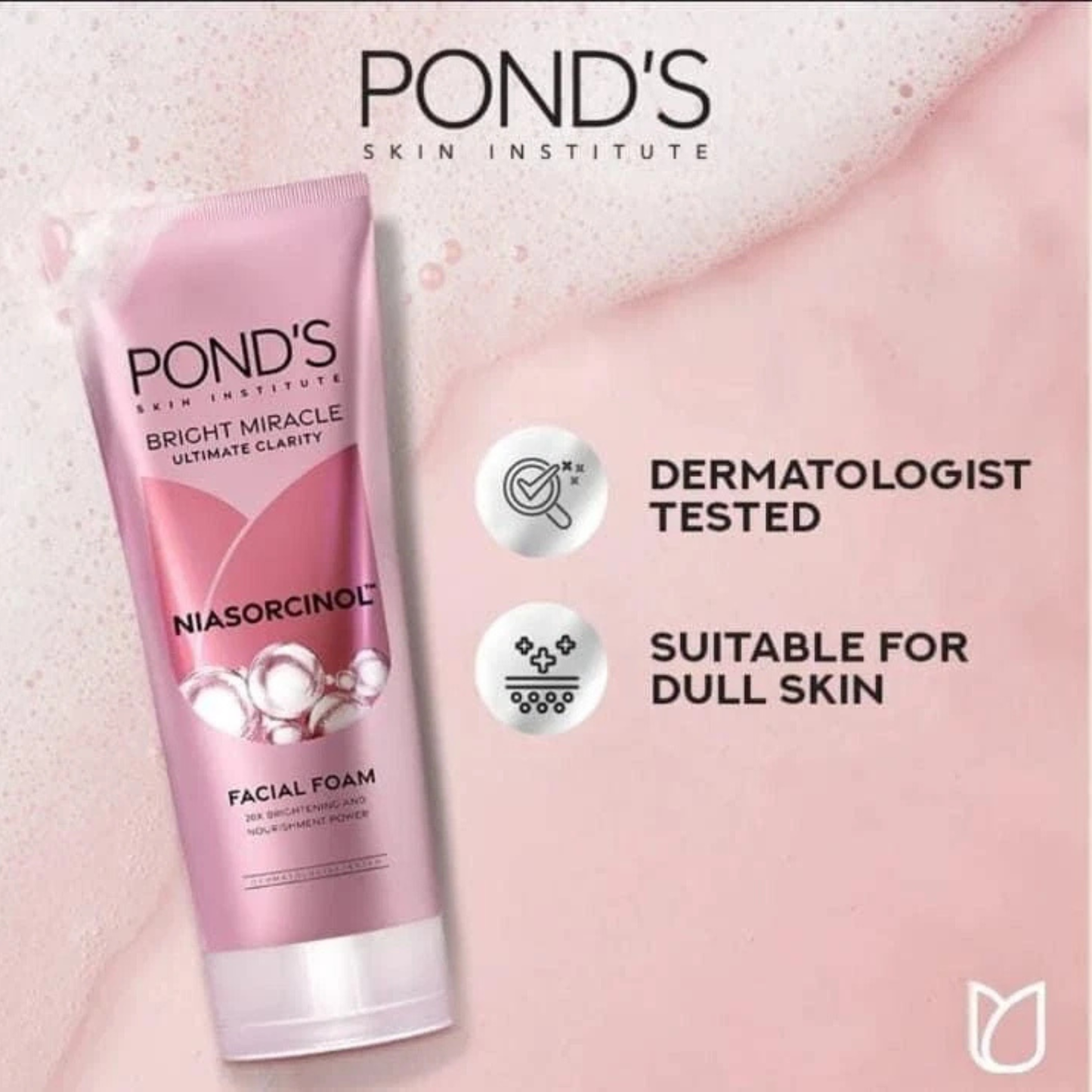 Pond’s Bright Miracle Niasorcinol Facial Foam Best brightening wash imported Australia UK authentic genuine premium brand online shop cheap price in Dhaka BD