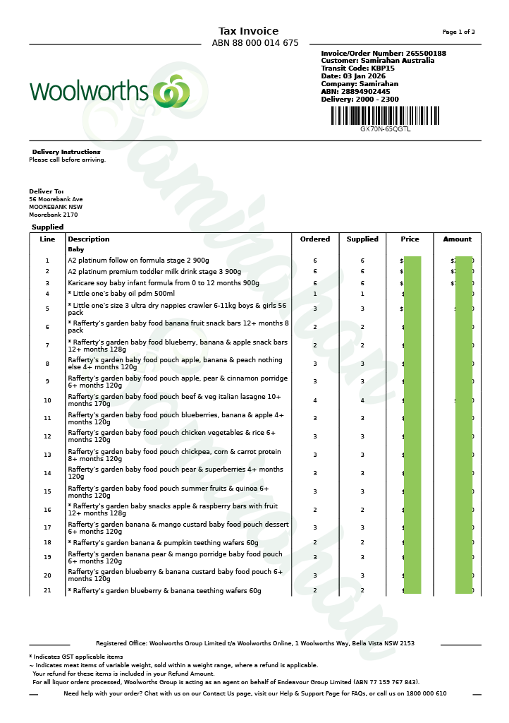Rafferty's Garden Apple, Banana & Peach Nothing Else Baby Food Pouch 4+ Months (Australia) 120g
