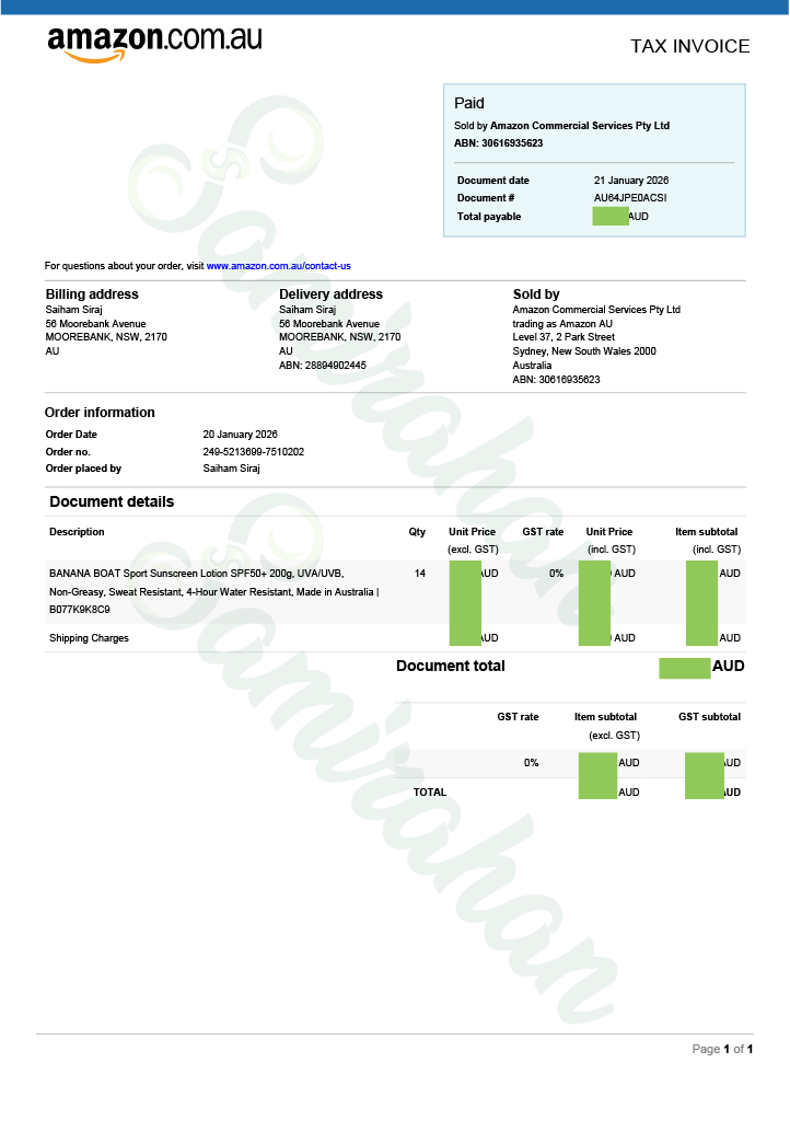Banana Boat Sport Sunscreen Lotion SPF 50+ Sweat Resistant (Australia) 200g