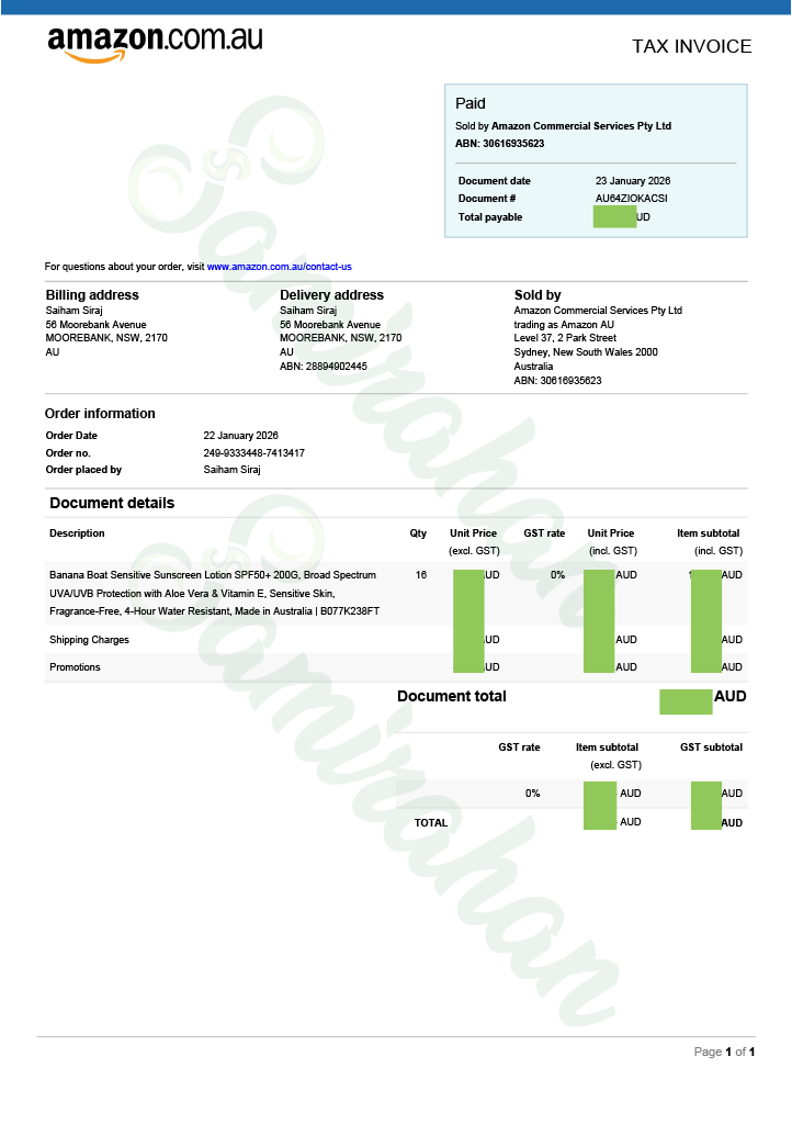 Banana Boat Sensitive Sunscreen Lotion SPF 50+ Hypoallergenic Fragrance Free (Australia) 200g