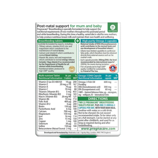 Vitabiotics Pregnacare Breast Feeding Dual Pack import UK nutrition pregnancy multivitamin original brand Best supplement healthcare woman Calcium low price bd