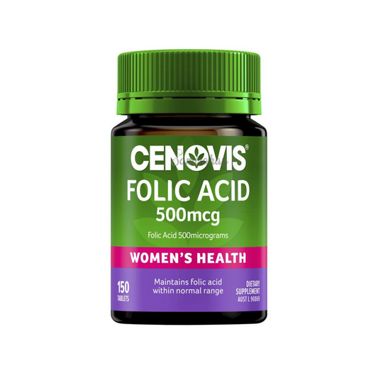 Cenovis Folic Acid 500mcg health supplement women neural tube defects spina bifida anencephaly conceive blood pregnancy Halal Australian authentic low price bd
