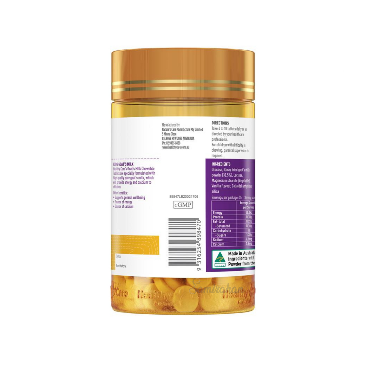 Healthy Care Goat's Milk Chewable Tablets energy calcium children wellbeing baby nutrition food authentic Australia health growth original Import low price bd