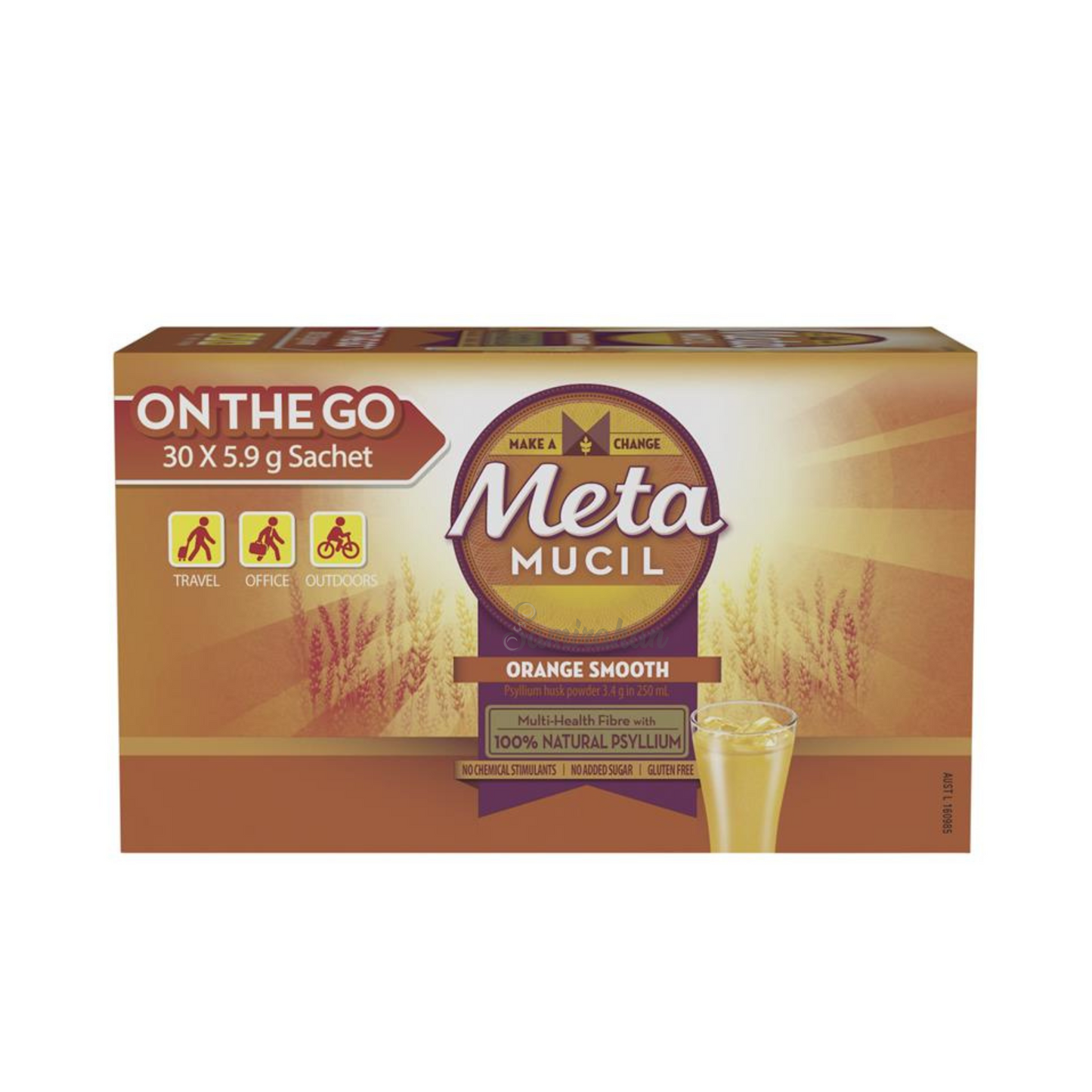 Metamucil Fibre Supplement Orange Smooth (Australia) 30 Sachets of 30 Servings