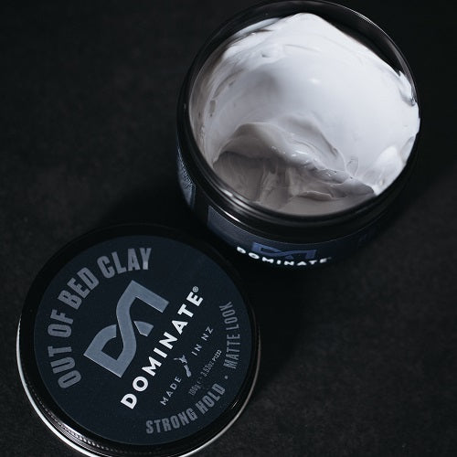 Dominate Out of Bed Clay Strong Hold Matte Look barber inspire men hair style natural oils long lasting Best safe gel authentic import Australia low price in bd