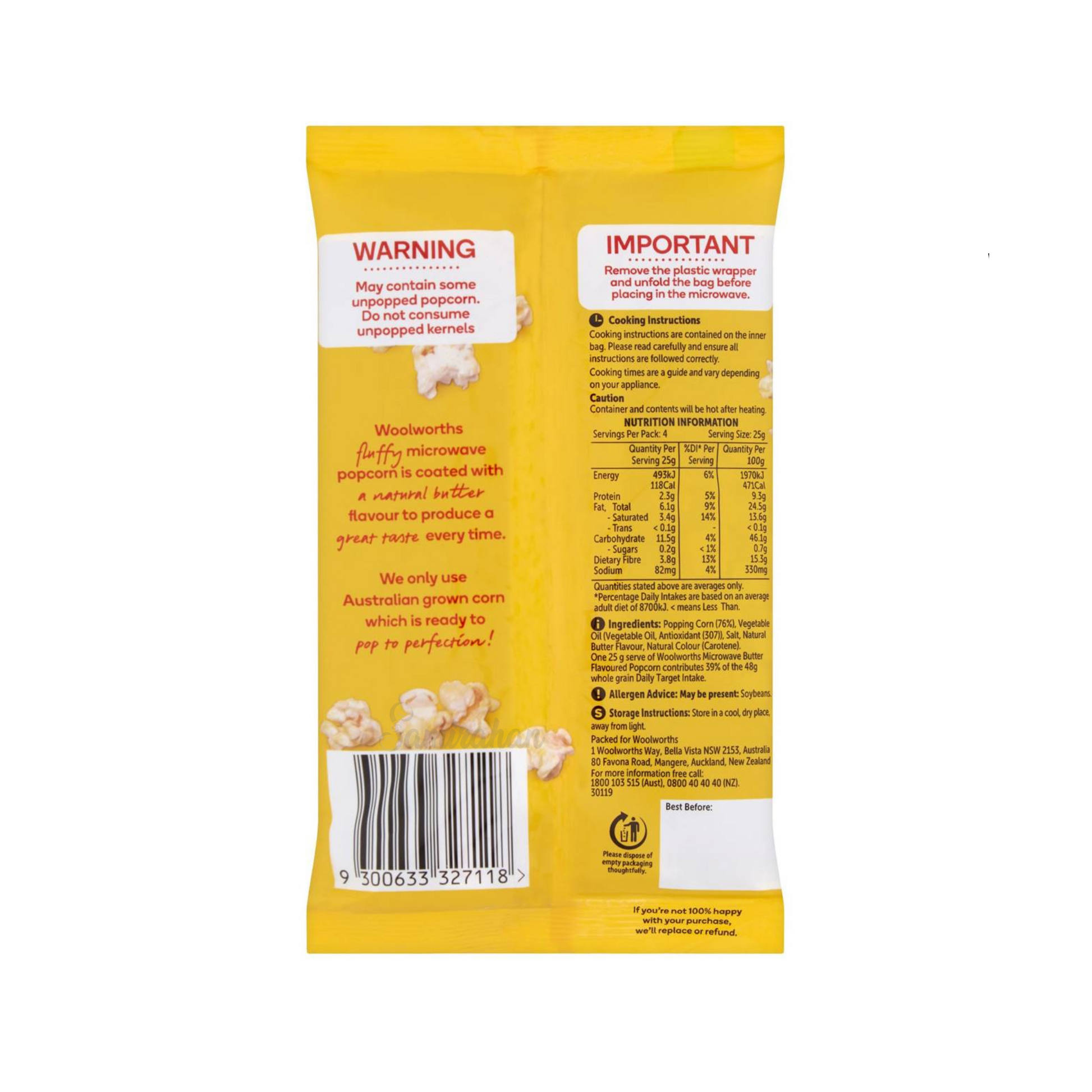 Woolies Microwave Popcorn Butter Flavour natural Australia Grain snack family Best imported genuine authentic organic brand food healthy premium low price in bd