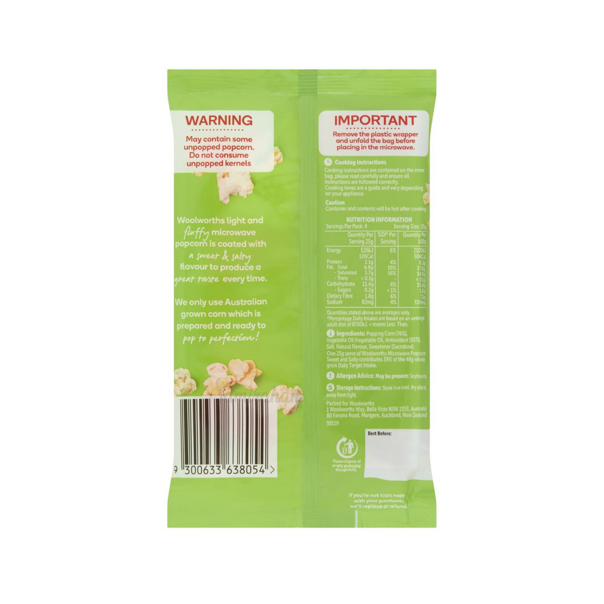 Woolies Microwave Popcorn grown sweet salty natural Australian Grain snack family Best imported genuine authentic organic food healthy premium low price in bd