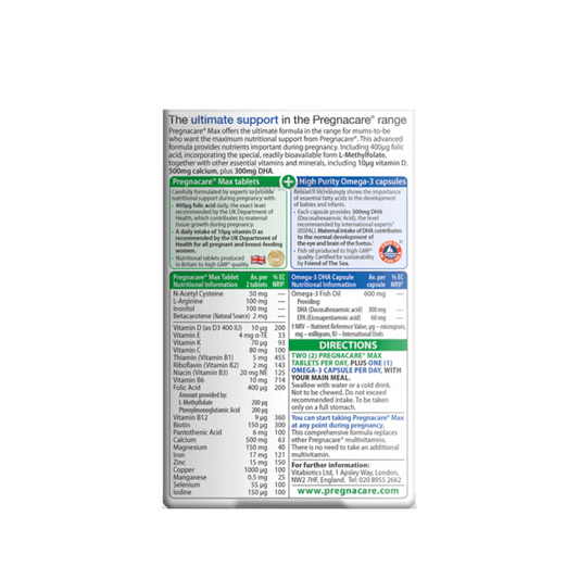 Vitabiotics Pregnacare Max pregnancy multivitamin supplement women prenatal care Ideal mums nutritional support Best UK dietary Nutricia healthy low price in bd