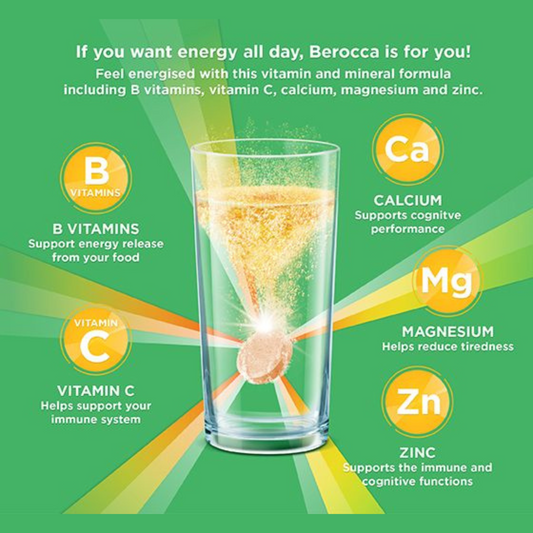 Berocca Energy Vitamin B & C Effervescent Multivitamin Drink Mango immunity strength Best genuine premium quality absorption zinc calcium import low price in BD