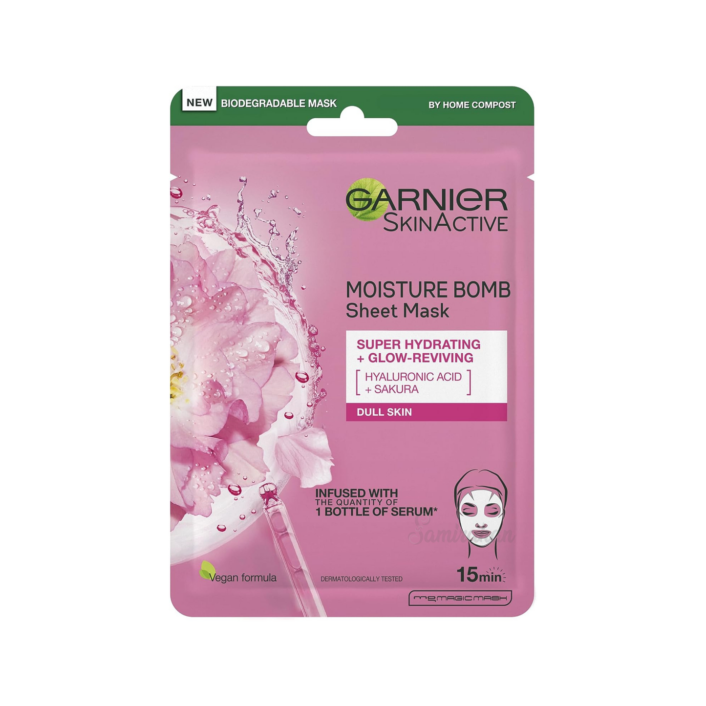 Garnier SkinActive Moisture Bomb is a super hydrating & revitalizing sheet mask. Contains Sakura plant extracts & hyaluronic acid, it leaves skin plump with moisture. Best imported foreign UK English British genuine authentic real skin care skincare premium beauty cheap price in Dhaka Chittagong Sylhet Bangladesh.