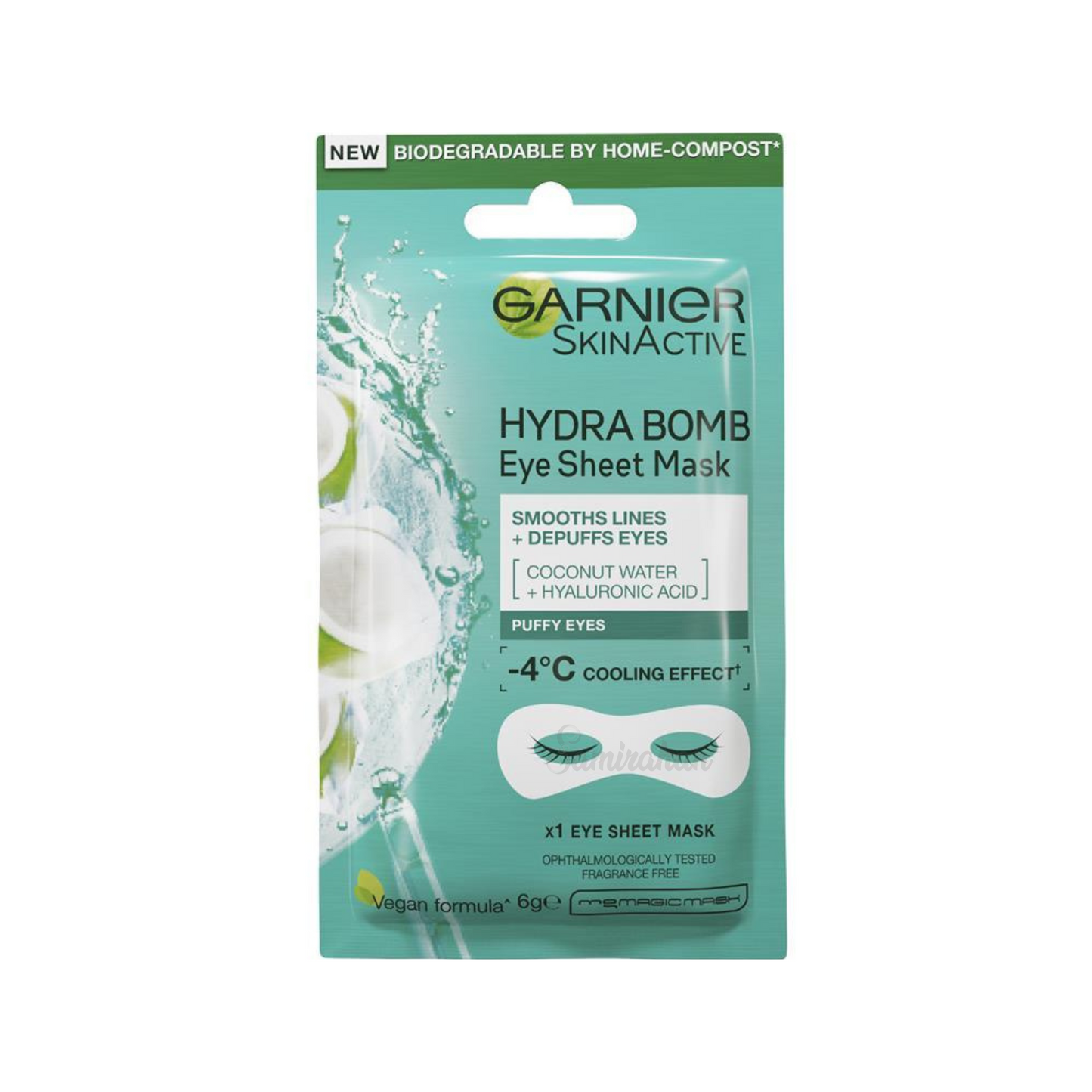 Garnier SkinActive Moisture Bomb is a super brightening & refreshing eye sheet mask for tired, puffy eyes showing signs of ageing. Contains Coconut  & hyaluronic acid. In just 15 minutes, leaves eye area looking firmer & feeling revitalized. Helps reduce eye bags & dark circles. Best eye sheet mask in Dhaka Bangladesh.